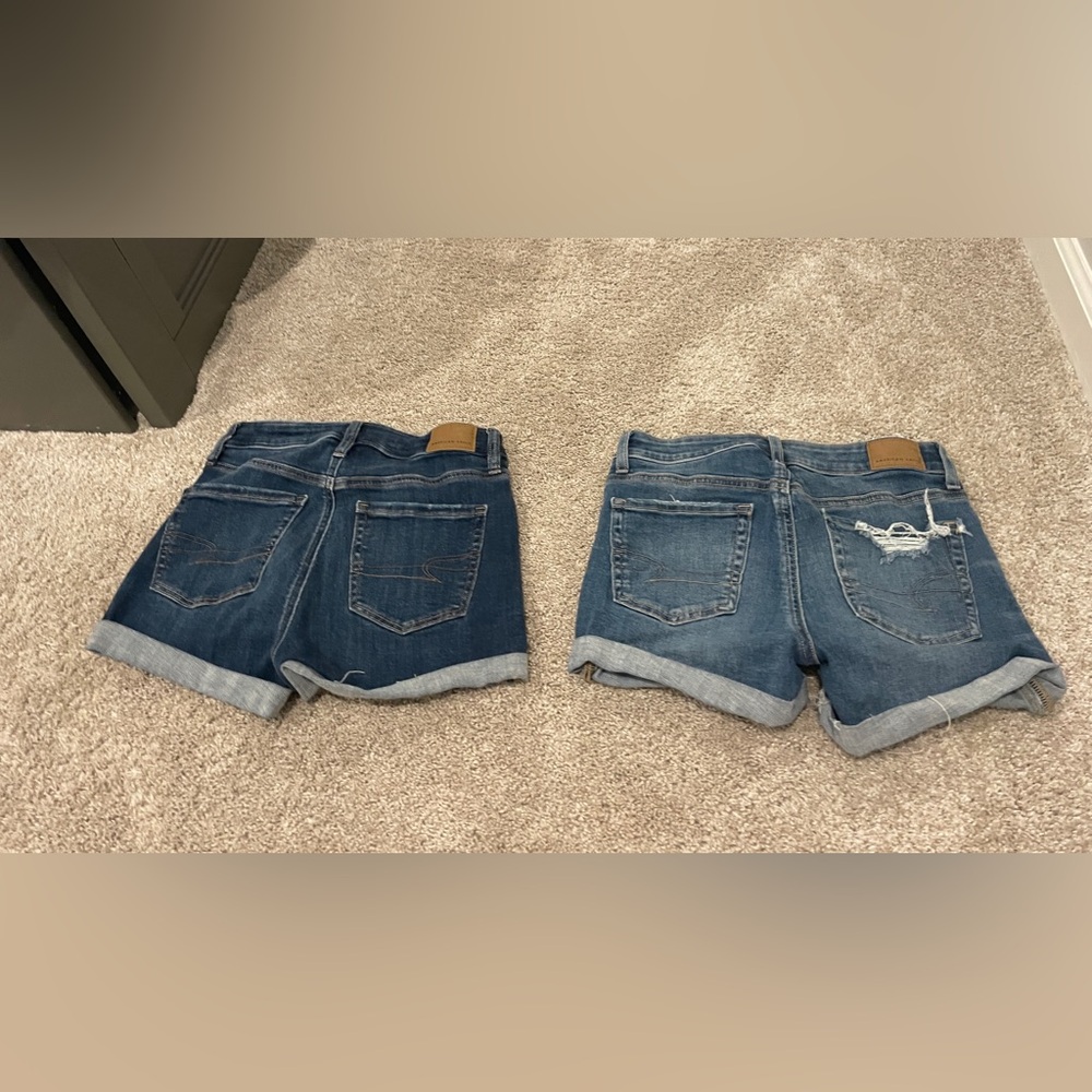 American Eagle Outfitters Dark and Light Blue Jean Shorts